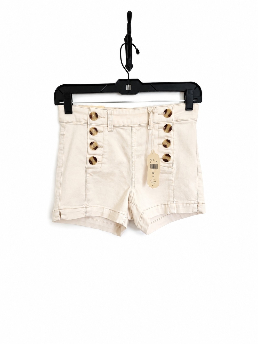 Altar'd State Cream High-Waist Sailor Button Shorts